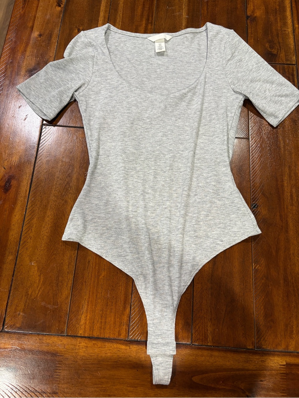 H&M Light Grey Scoop Neck Short Sleeve Bodysuit